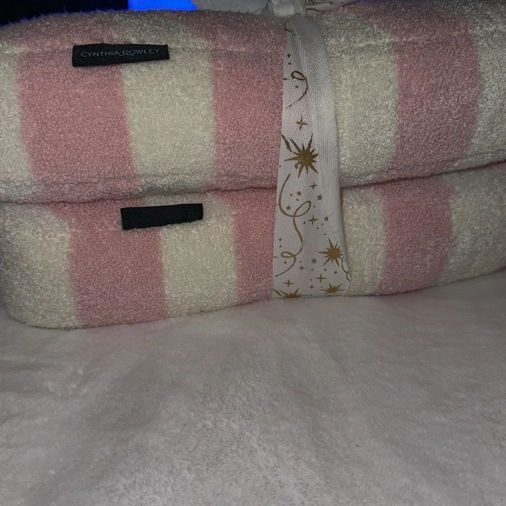 Cynthia Rowley PINK & WHITE Candy Cane Pillows
